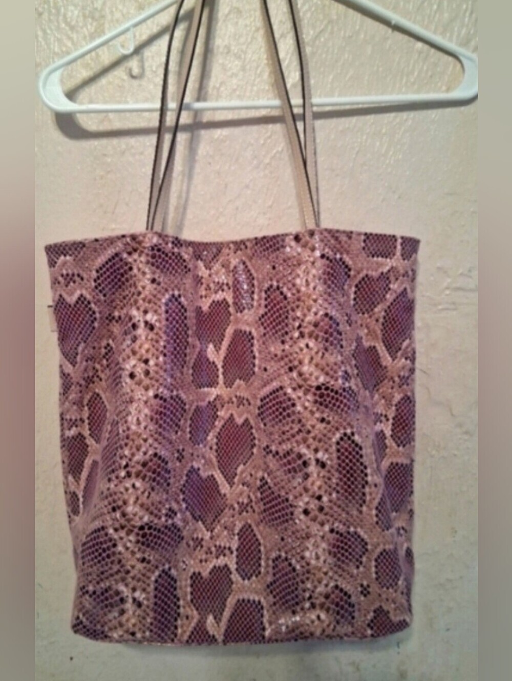 Sorial New York Snake Print Tote Bag Pink Mauve Shoulder Purse - Picture 2 of 2